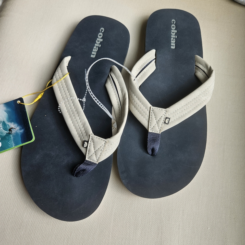 Men's Cobian Black and Tan Flip Flops